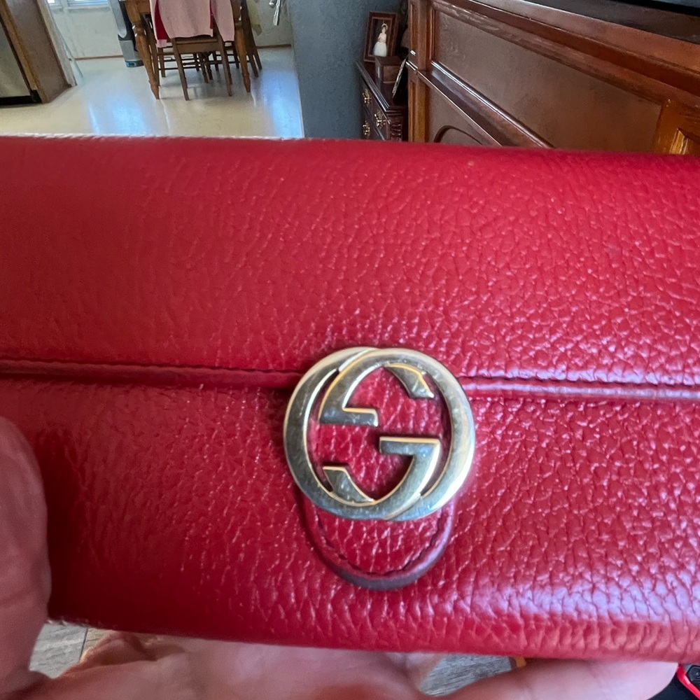 Gucci Red Leather Double G Wallet GUC - Picture 2 of 10